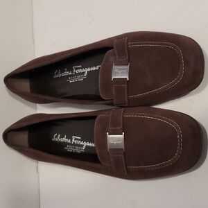 Salvatore Ferragamo Brown Suede Smoking Loafer Size 7.5B